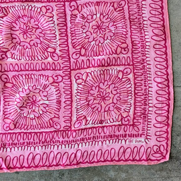 Vintage Vera Pink Illustrated Floral Medallion Square Scarf - Picture 4 of 7
